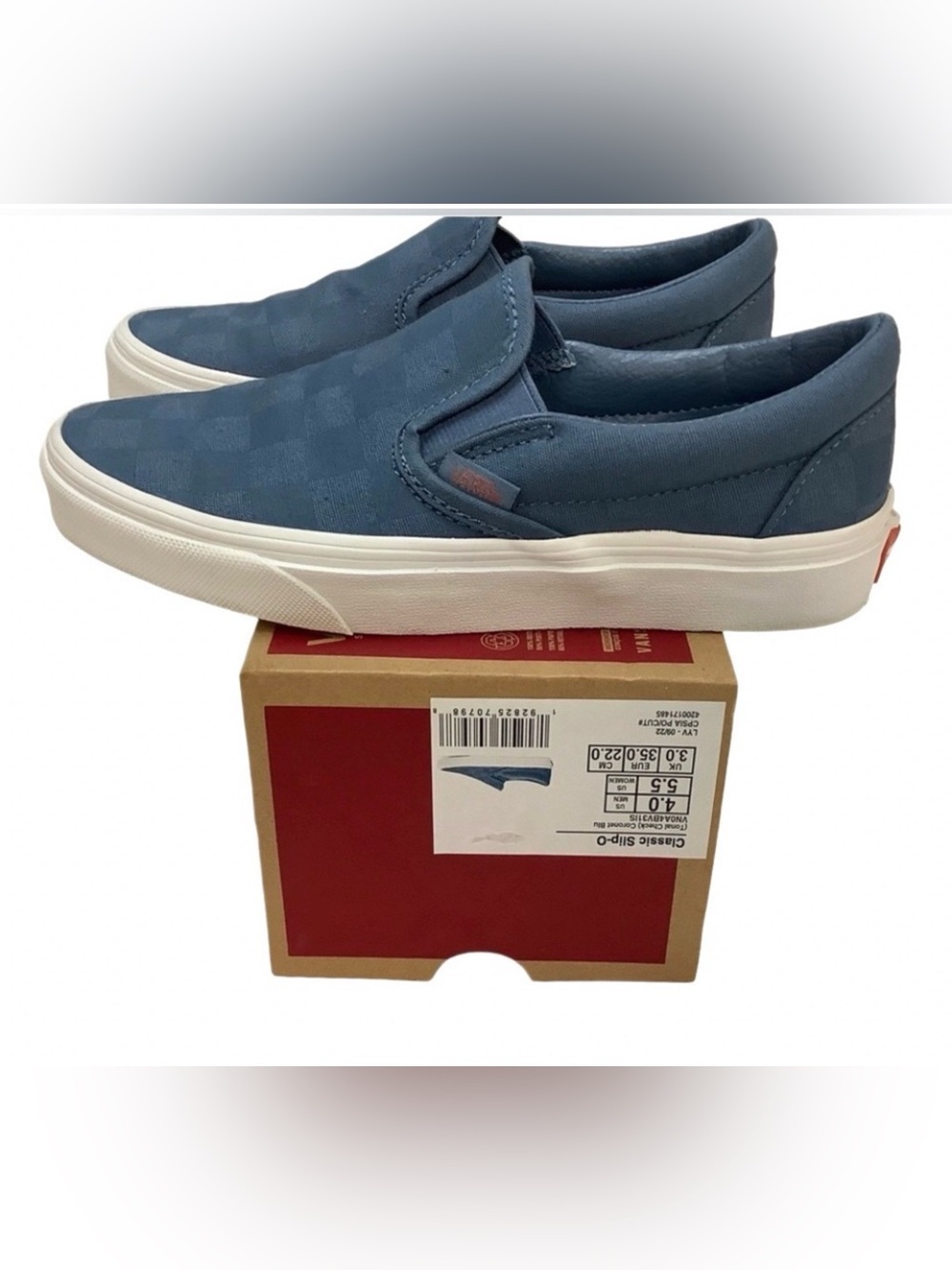 Vans Classic Slip On Tonal Check Coronet Blue Women’s Size 5.5